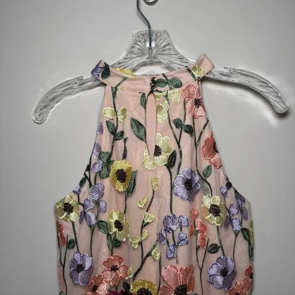 NWT gbGirls Sleeveless Hi Neck 3D Embroidered Floral Dress 3D lace size XL - Picture 7 of 9